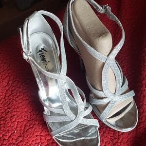 Women's Silver Strappy Heels